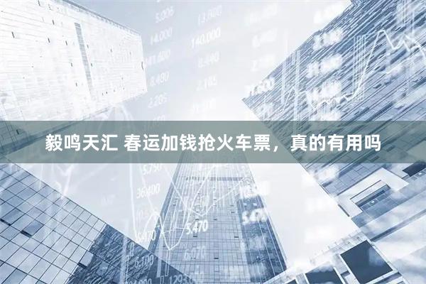 毅鸣天汇 春运加钱抢火车票，真的有用吗